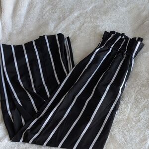 SHEIN Black and White Striped Wide Leg Pants